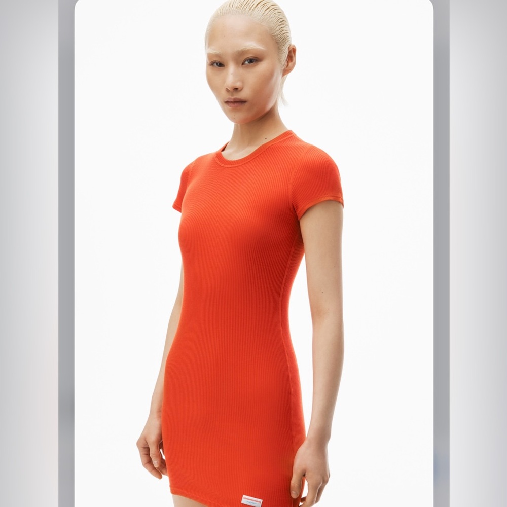 Alexander Wang Vibrant Orange Ribbed Dress